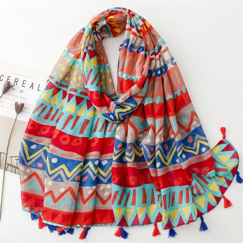 new scarf retro stitching bohemian cashew print silk scarf sunscreen yiwu wholesales