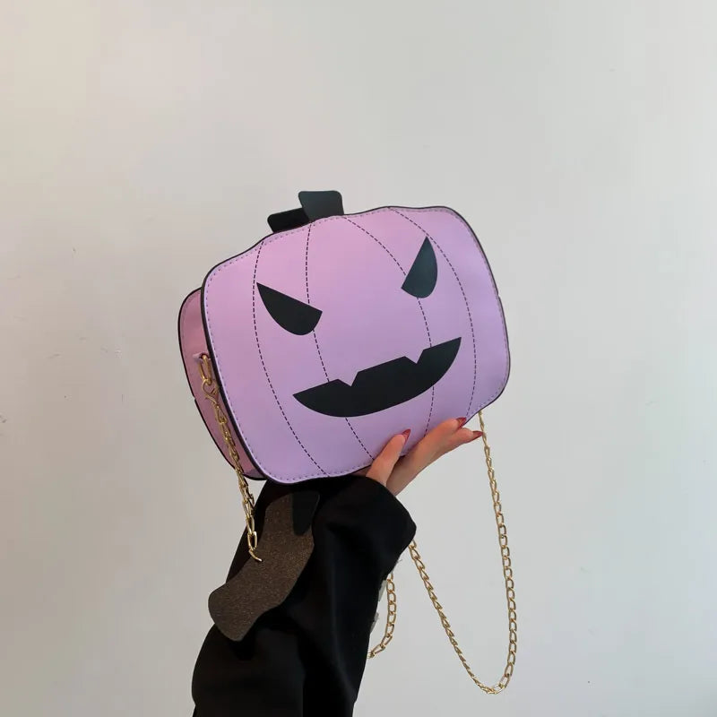 Halloween Funny Pumpkin Bag New Fashion Color Contrast Personalized Creative Trendy One-Shoulder Women's Bag Cartoon Crossbody Bag