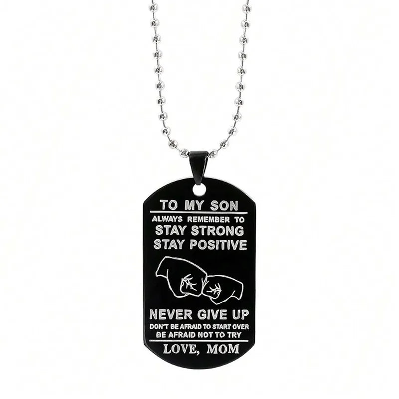 Modern Style Simple Style Letter 304 Stainless Steel Carving Silver Plated Black Plated Men's Pendant Necklace
