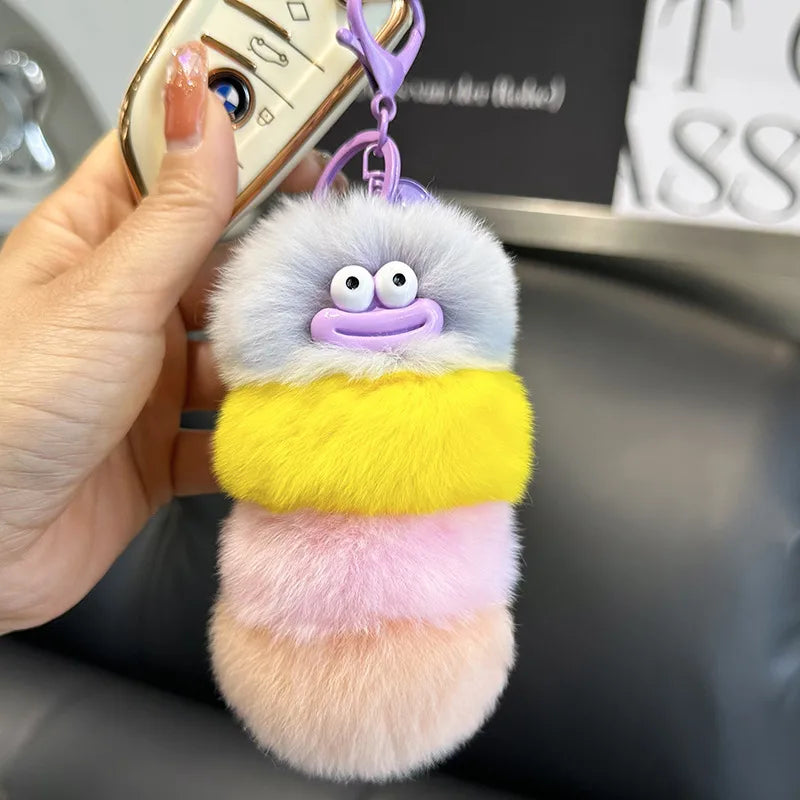 Cute Caterpillar Plush Unisex Bag Pendant Keychain