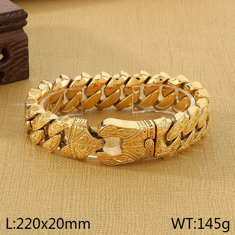 Hip-Hop Classic Style Geometric 304 Stainless Steel 18K Gold Plated Men's Bracelets