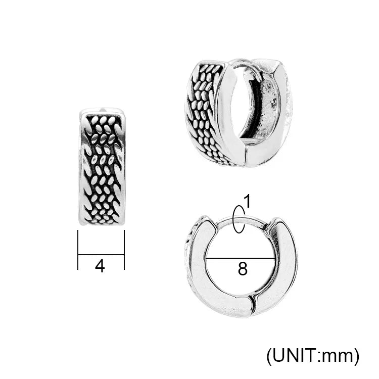 1 Piece Retro Punk Geometric 316 Stainless Steel Hoop Earrings