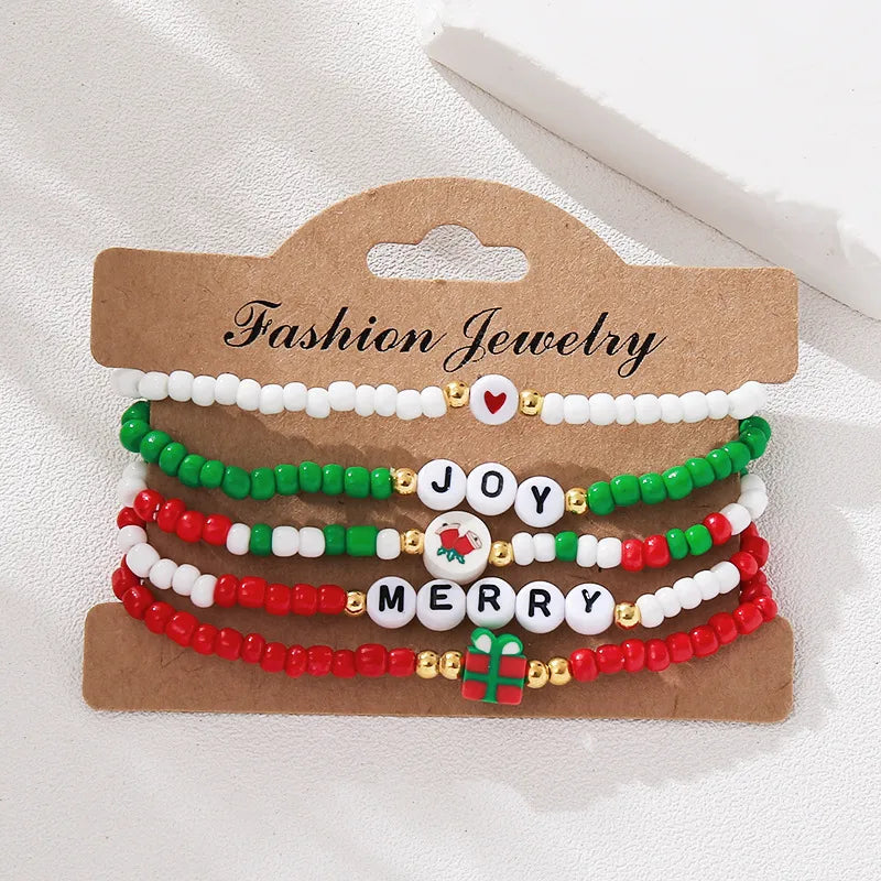 Christmas Themed Letter Bracelet Set With Gift Box Hot Selling Ladies Bracelets Set Personalized Design