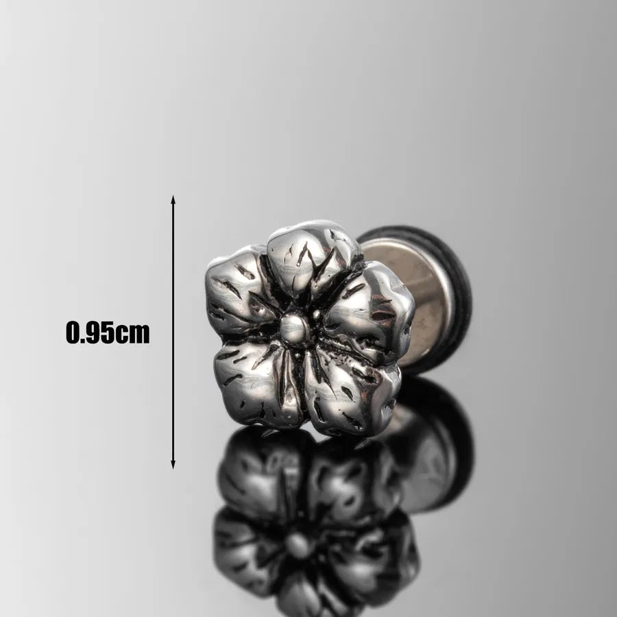 1 Piece Hip-Hop Vintage Style Cool Style Star Flower 316 Stainless Steel Earrings