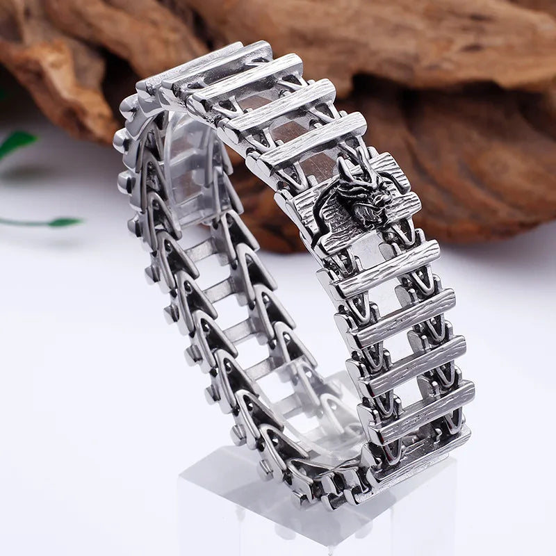 punk solid color titanium steel hollow out men's bracelets