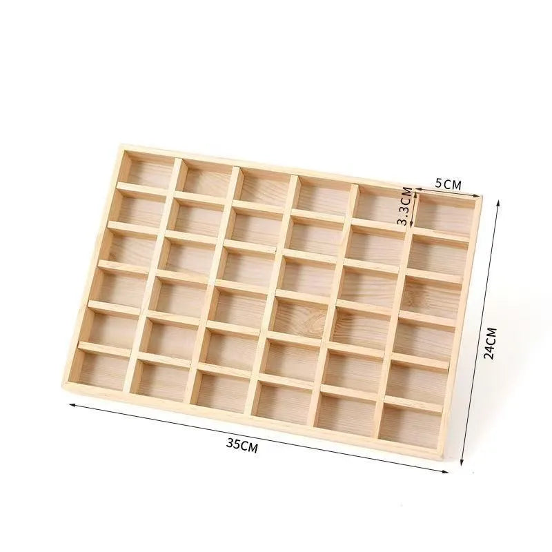 New Solid Wood Jewelry Storage Plate Bracelet Display Props Grid Empty Plate Storage Simple Style Wooden Material Jewelry Box