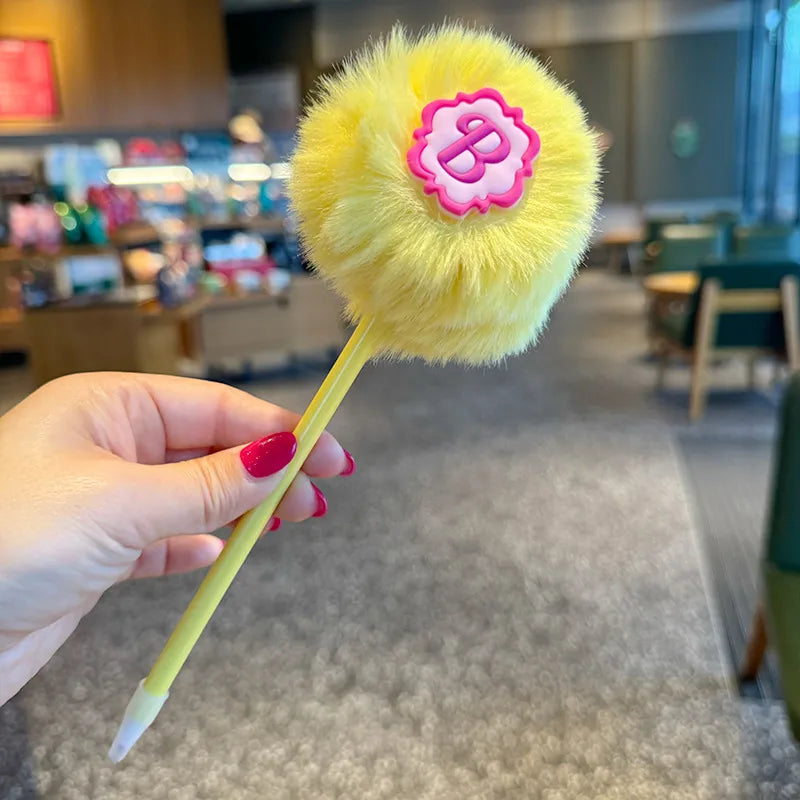 Creative Sweet Girl Heart Hair Ball Ballpoint Pen New Style Ins Dopamine Color Letter Ins Gift Signature Pen