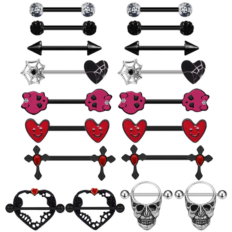 1 Piece Nipple Rings & Studs Hip-Hop Sexy Punk Heart Shape Smiley Face 316 Stainless Steel Arylic Alloy Epoxy Plating Inlay Acrylic Rhinestones White Gold Plated nipple ring Nipple Rings & Studs
