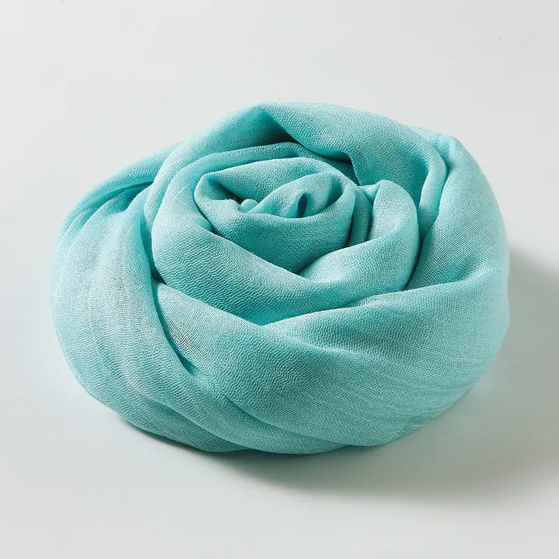 women's elegant solid color cotton silk scarves