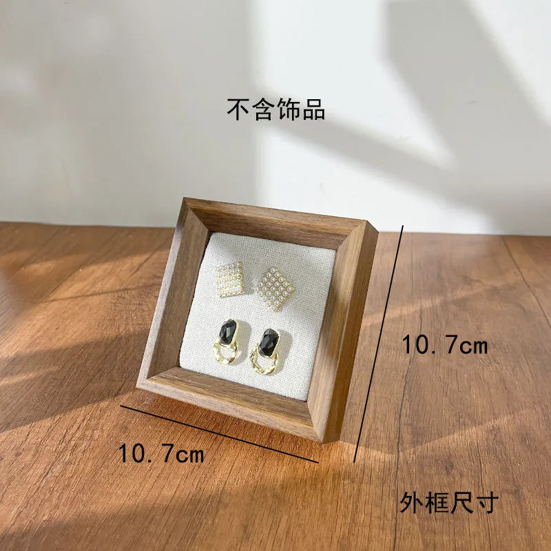 Retro Picture Frame Jewelry Stand Creative Ear Cuff Display Board Earring Necklace Storage Rack Nordic Style Wood Material