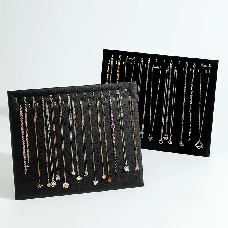 New PU Leather Necklace Display Boards, 17 Hook 28 Hook Design, Suitable for Night Market Stall Counter Display, Bracelet Ornament Rack