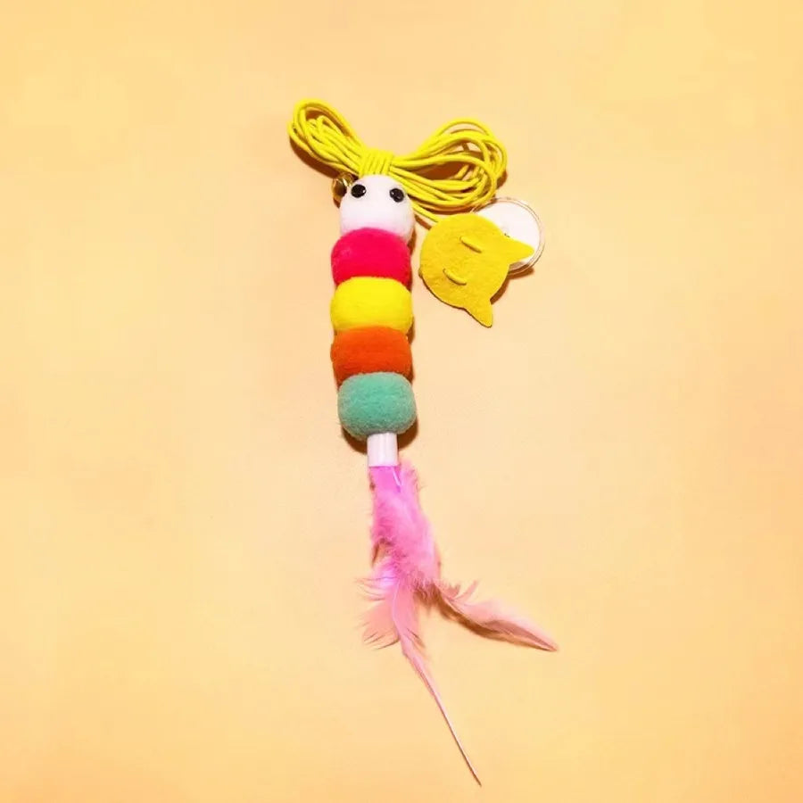 new hanging cat teaser toy hanging door elastic string cat teaser toy feather little mouse cat teaser self-hi relieving stuffy