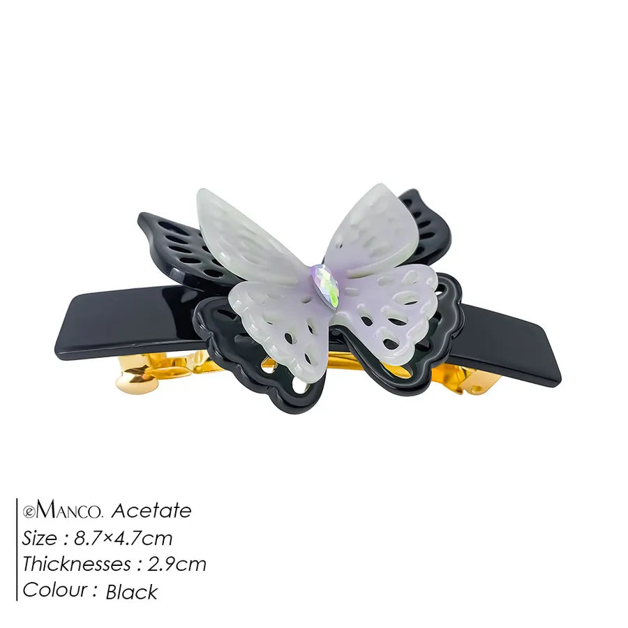 Emanco Double Layer Butterfly Hair Claw Gradient Color Half Updo Shark Fin Clip Versatile Hair Accessories For Women