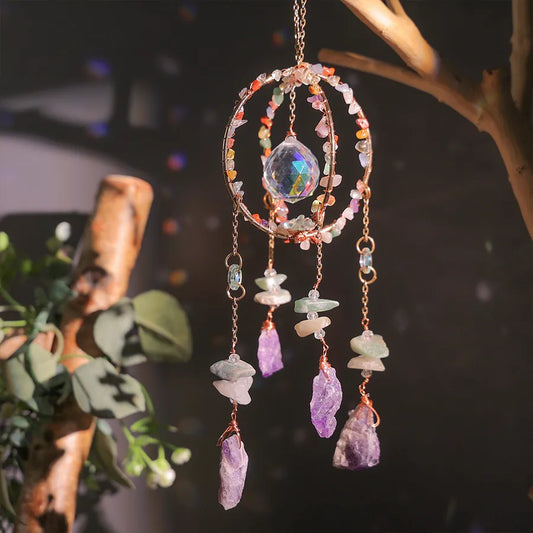 Valentine'S Day Birthday Romantic Geometric Crystal gravel copper wire Dreamcatcher Wall Art