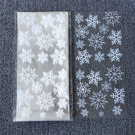 Spot wholesale OPP flat pocket transparent universal baking biscuit packaging bag Christmas candy snowflake bag