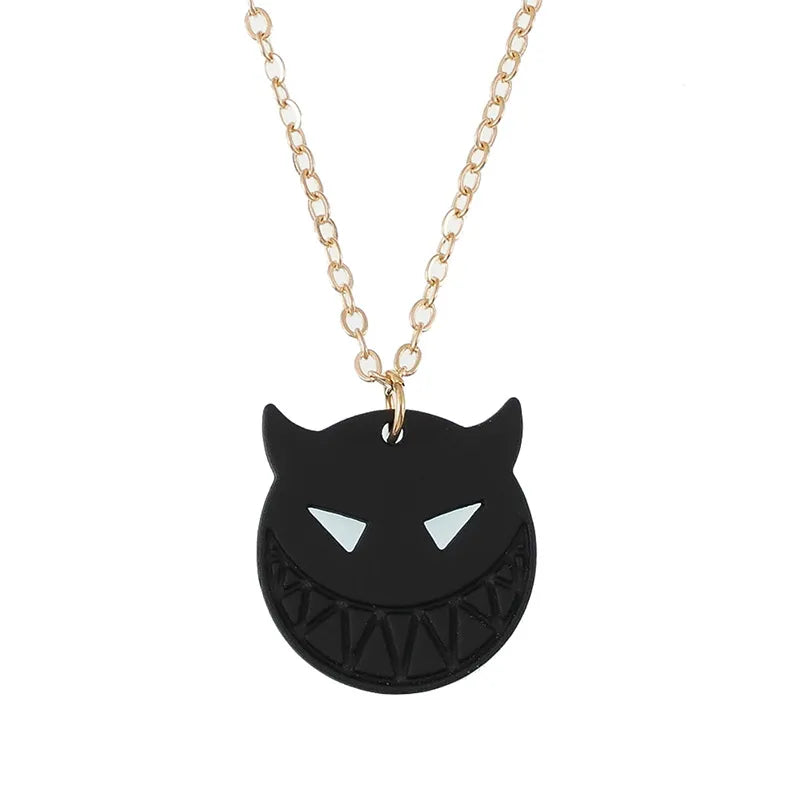 Dark Halloween Skeleton Head Pendant Necklace Personalized Devil Card Necklaces Spooky Attractiveness Unisex Metal Chain Jewelry