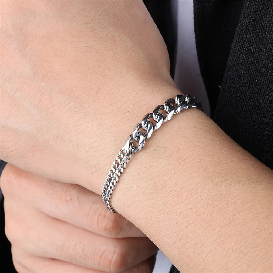 Simple Style Splicing 304 Stainless Steel Bracelets In Bulk