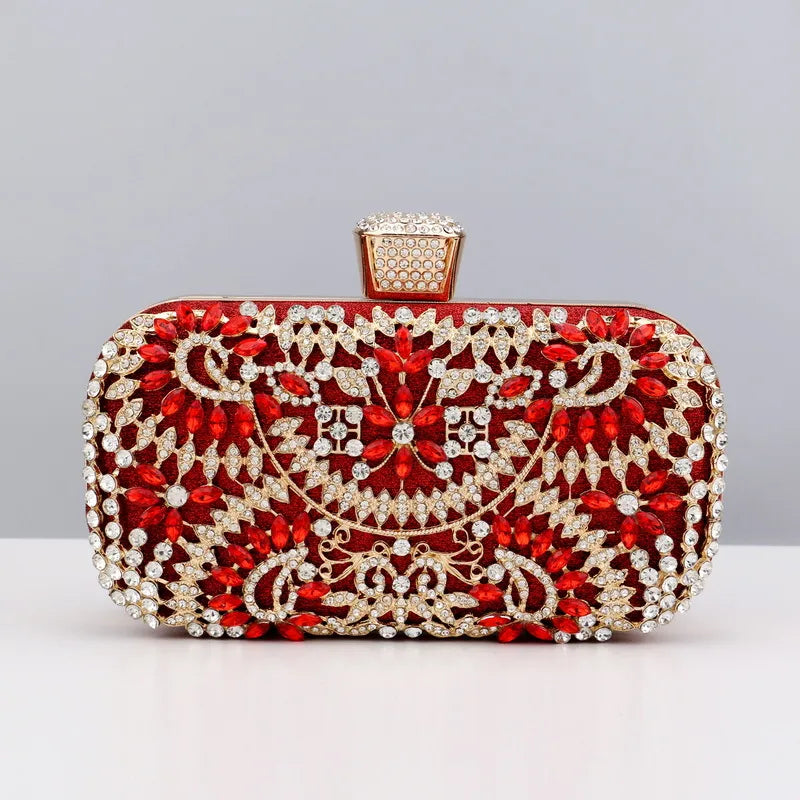 black gold silver metal flower square evening bags