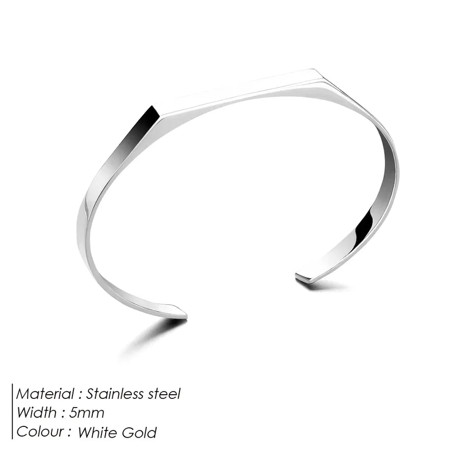 Simple Style Streetwear Commute Solid Color 304 Stainless Steel 18K Gold Plated White Gold Plated Men's Bangle