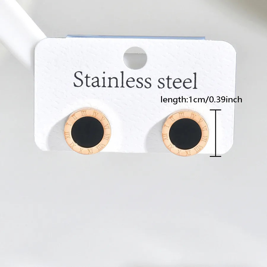 1 Pair Casual Elegant Modern Style Round Square Flower 316 Stainless Steel Ear Studs