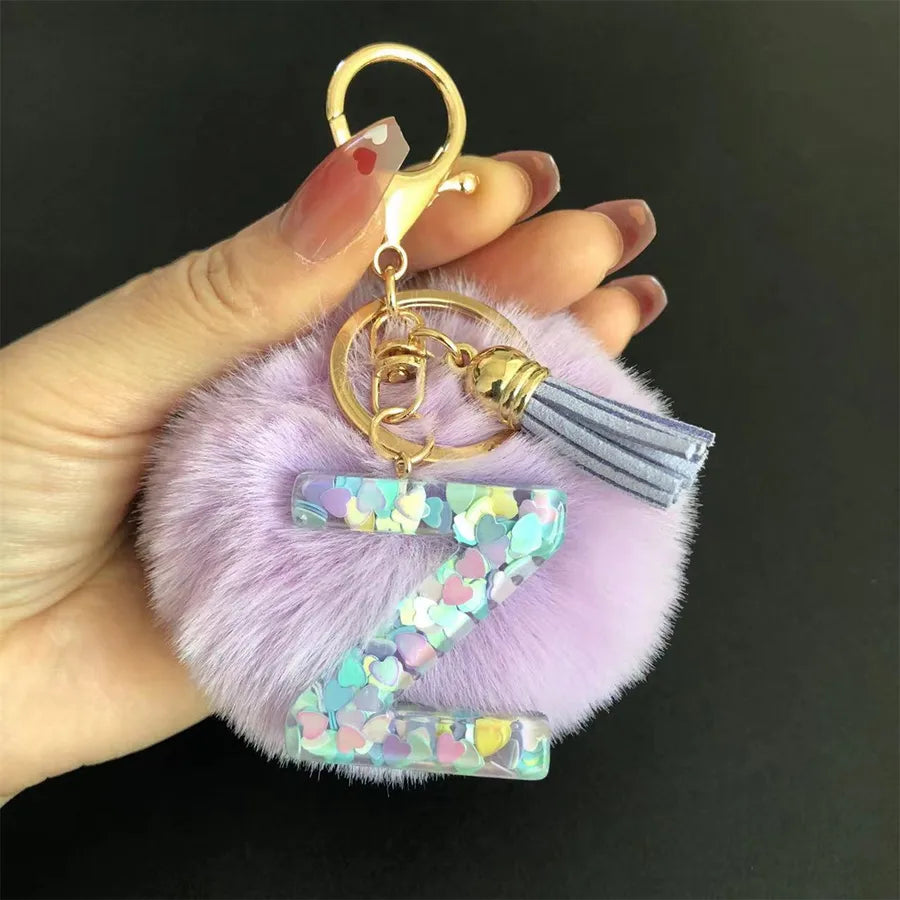 Cute Simple Style Letter Hairball Resin Unisex Bag Pendant Keychain