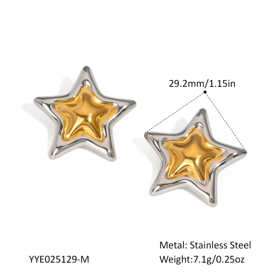 1 Pair Elegant Cute Star Polishing Plating 304 Stainless Steel 18K Gold Plated Butterfly Backs Ear Studs