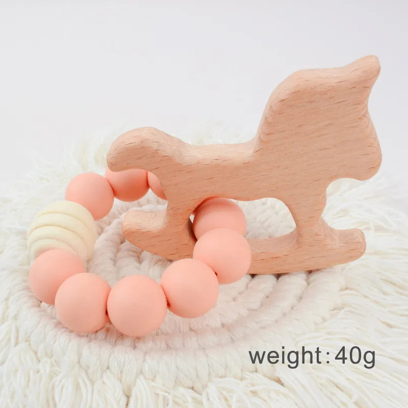 cute solid color beech silicone teething stick baby accessories