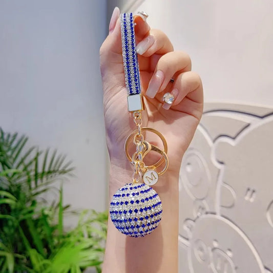 Creative Letter Crystal Ball Keychain Luxury Car Keyring Elegant Bag Charm Christmas Valentine's Day New Year Gift