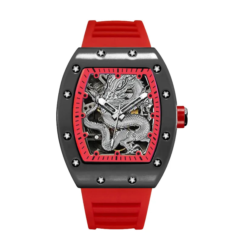 ZIDO brand new domineering high value fashion trend luminous waterproof barrel men's watch silver dragon