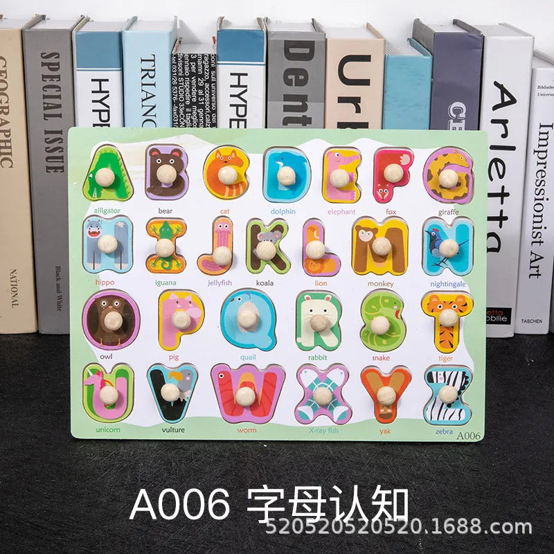 children 's education wooden toys numbers alphabet fruit intelligence building blocks 1 set