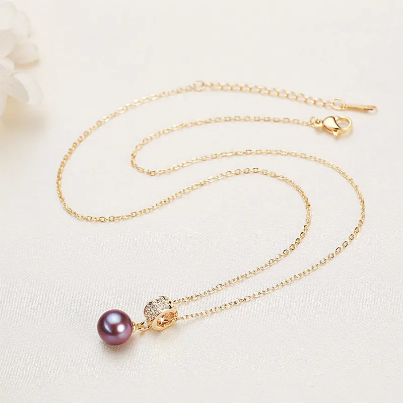 Freshwater Pearl Zircon cable chain Plating Inlay Round Necklace