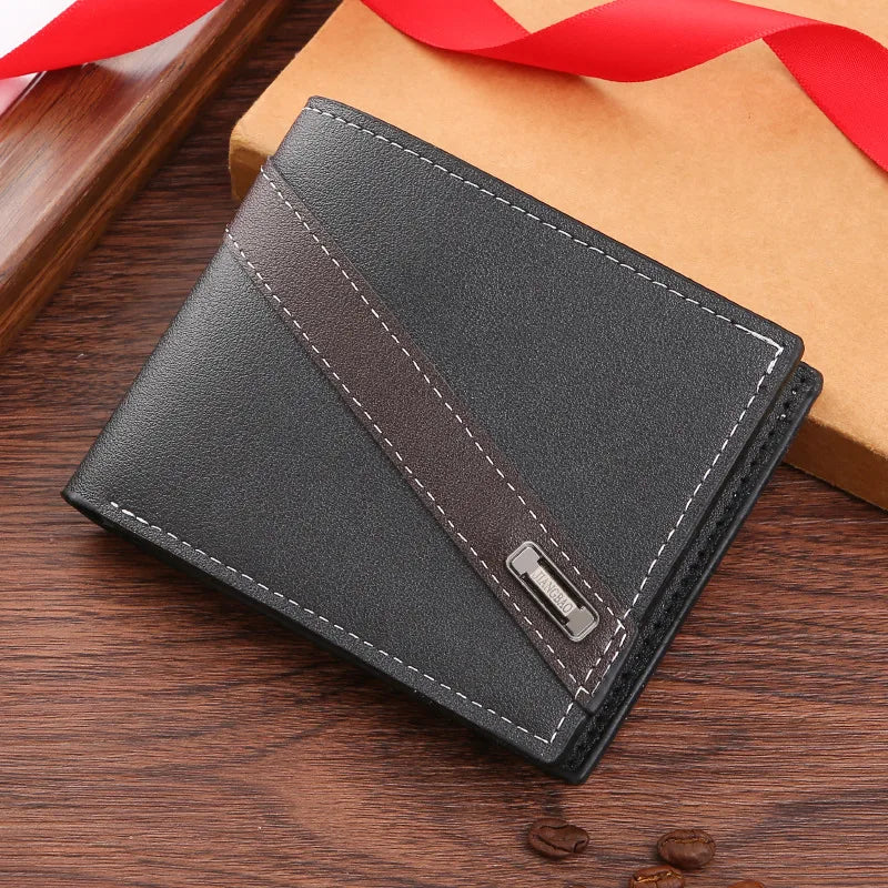 Men's Solid Color PVC Open Small Wallets