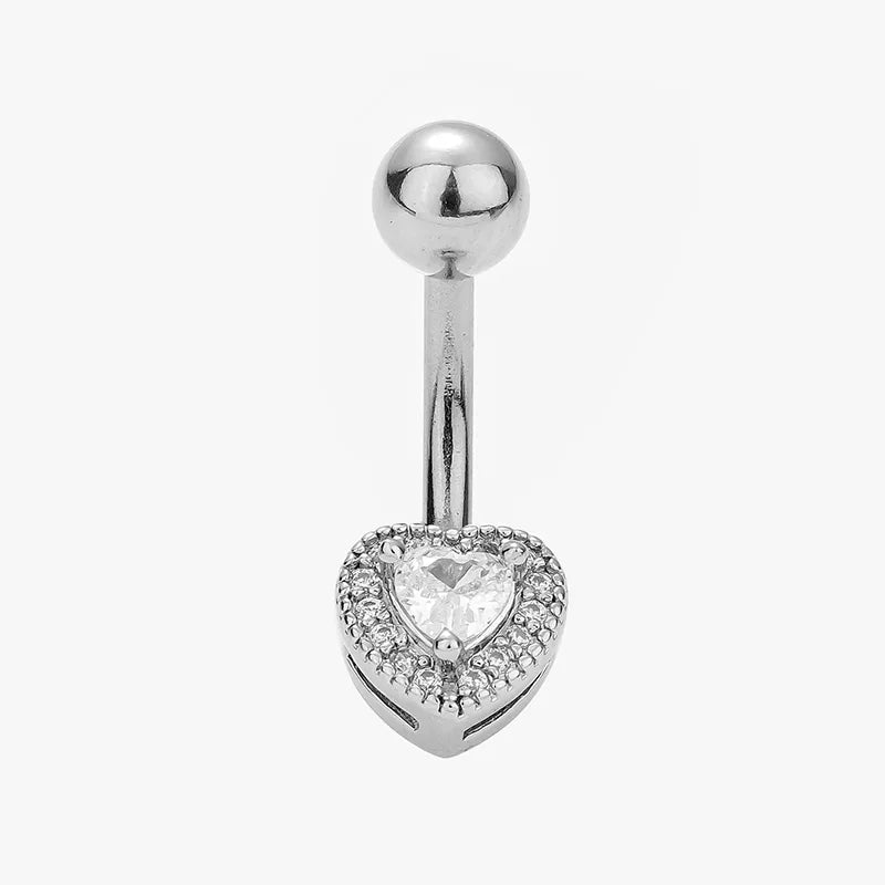 1 Piece Belly Rings Simple Style Classic Style Heart Shape Cat 316L Stainless Steel Plating Inlay Zircon 14K Gold Plated Belly Rings