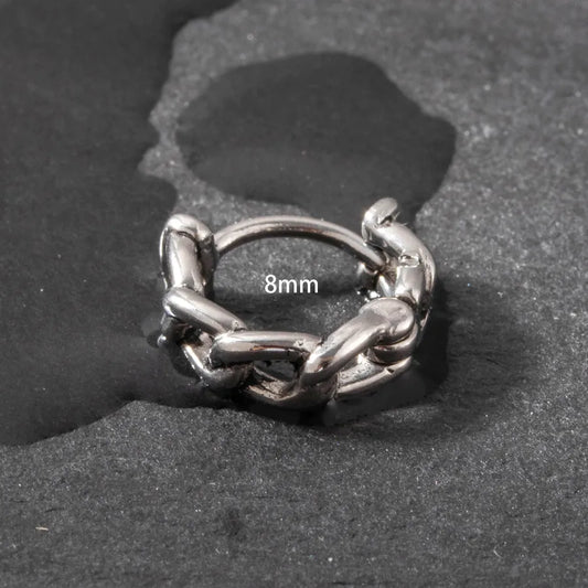 1 Piece Hip-Hop Vintage Style chain 316 Stainless Steel Hoop Earrings
