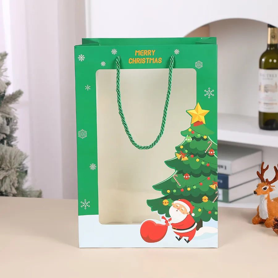 Christmas Handbag Floral Shop Baking Souvenir Gift Packaging Bag Window Display Bouquet Fresh Flower Open Window Handbag Gift