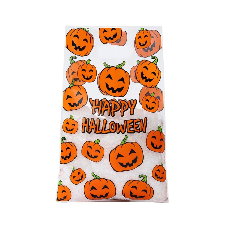 Halloween Candy Bag Holiday Party Gift Bag Pumpkin Printing Transparent Plastic Packaging Bag Children's Candy Bag