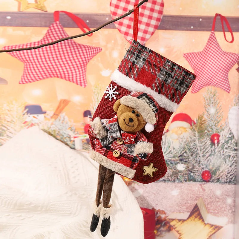 christmas retro santa claus snowman elk cloth party christmas socks