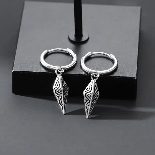 1 pair hip-hop rhombus plating copper drop earrings