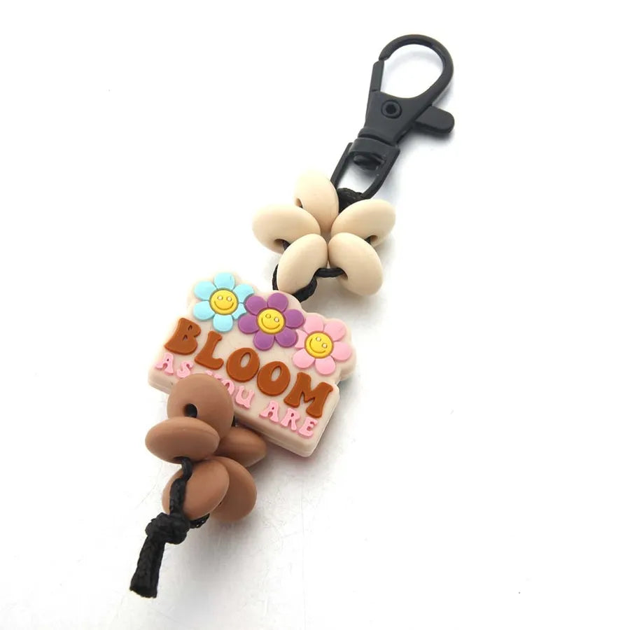 Cute Letter Flower Silica Gel Unisex Keychain
