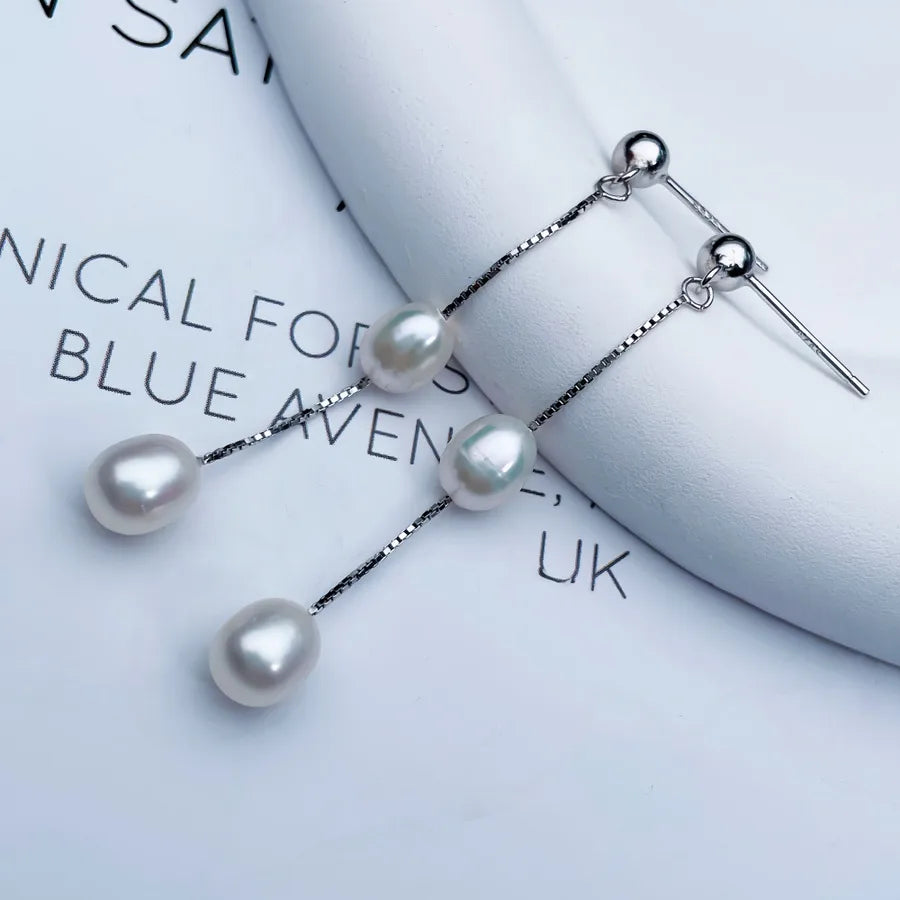 jewelry Zhuji freshwater pearl earrings female tassel diy accessories earrings S925 silver jewelry supply wholesale