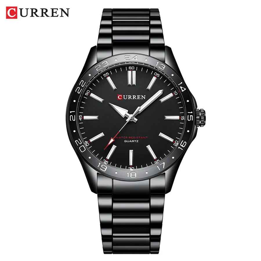 Business Color Block Single Folding Buckle Quartz Watch Men's Watches