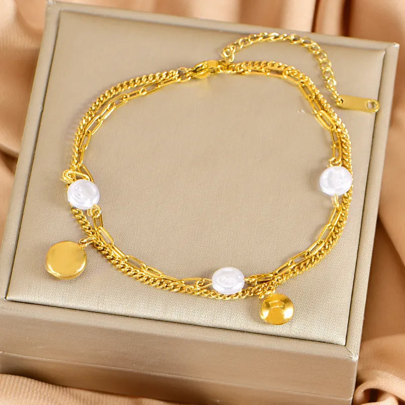 Wholesale Jewelry Modern Style Shiny Heart Shape 304 Stainless Steel Anklet