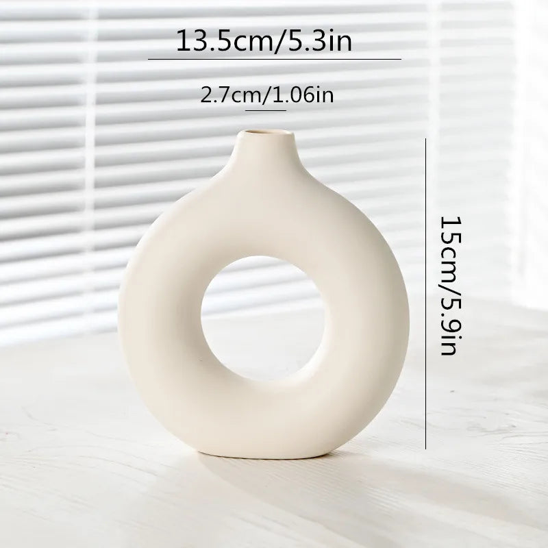 Modern Style Round ceramics Vase Artificial Decorations