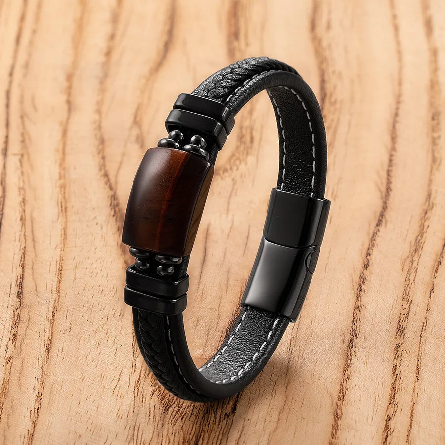 Vintage Style Simple Style Classic Style Geometric Leather rope Stone Metal Men's Bracelets