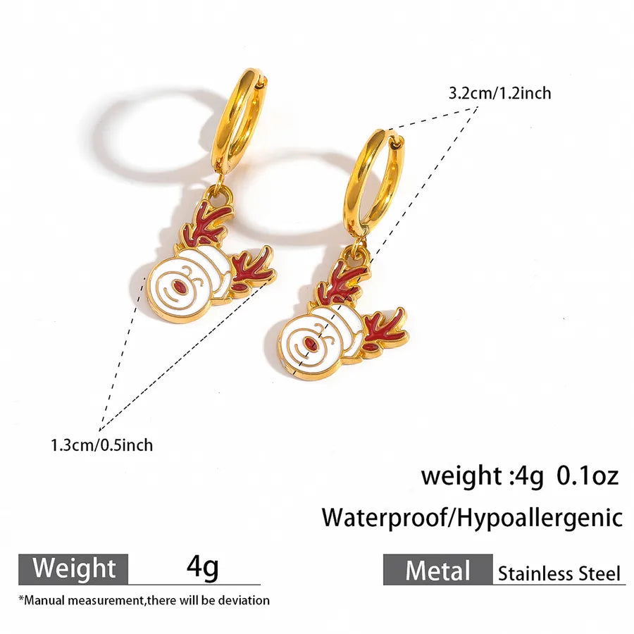 Christmas Santa Claus Ear Cuffs Titanium Steel 316L Quality Suitable For Commuting And Casual Occasions Drop Oil Earrings