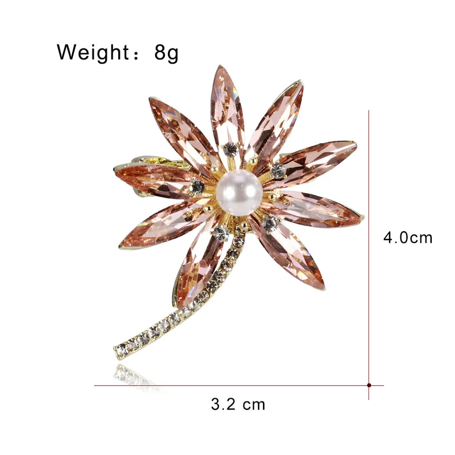 Elegant Pearl Alloy Flower Brooch Pin Women's Personality Design Lapel Pin Cute Romantic Animal Floral Pattern Office Selfie Suitable All Seasons