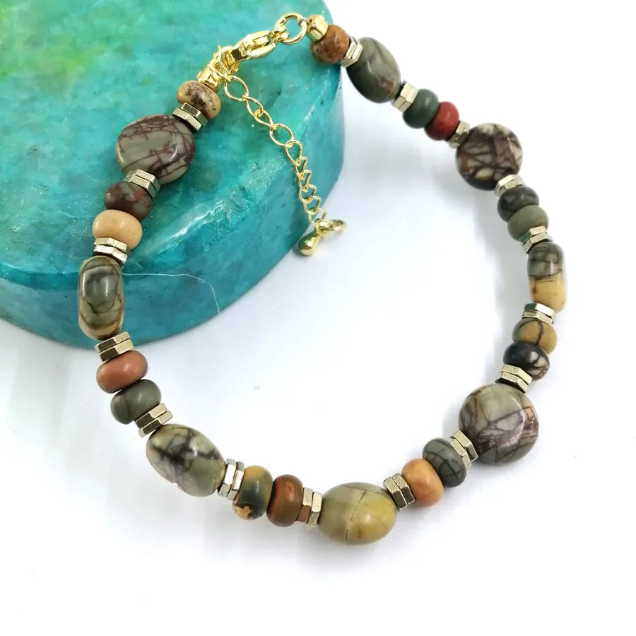 Casual Classic Style Geometric natural stone Picasso Stone Bracelets In Bulk