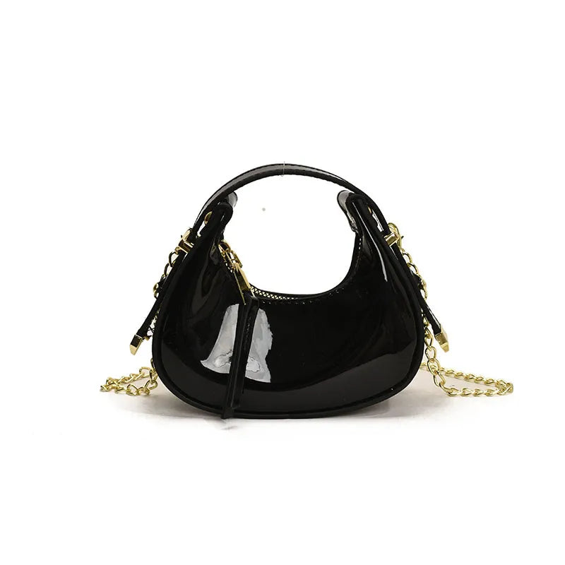 Women's Medium Pu Leather Solid Color Streetwear Sewing Thread Dumpling Shape Zipper Handbag Crossbody Bag