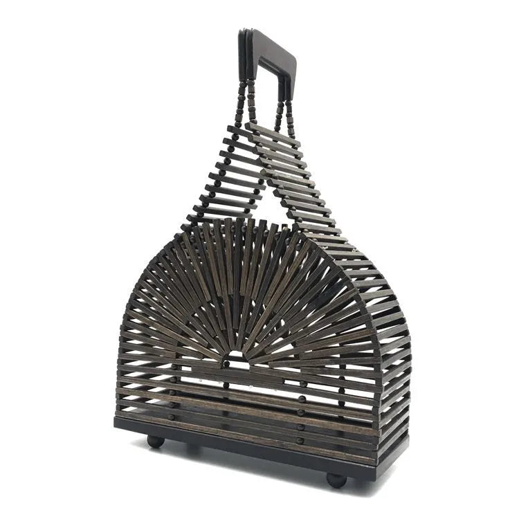 Wood Solid Color Hollow Conical Evening Bags