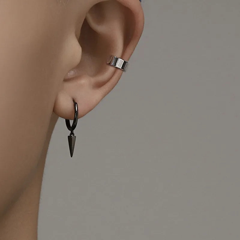 1 pair hip-hop geometric plating copper earrings